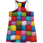 Colorful Yarn Balls Print Women's Racerback Tank Top