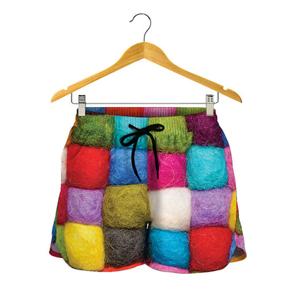 Colorful Yarn Balls Print Women's Shorts
