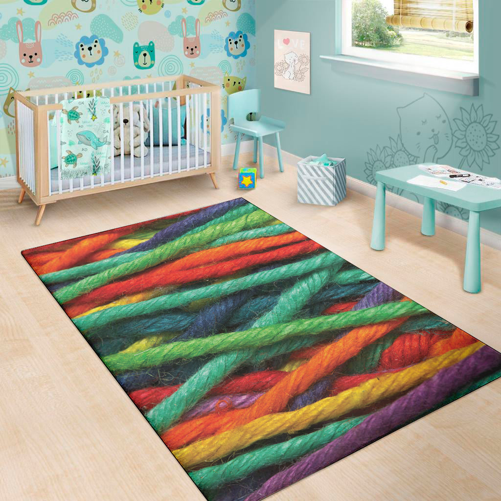 Colorful Yarn Print Area Rug