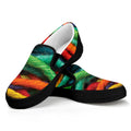 Colorful Yarn Print Black Slip On Sneakers