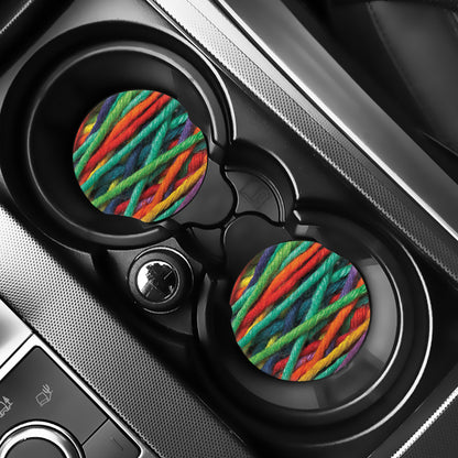 Colorful Yarn Print Car Coasters