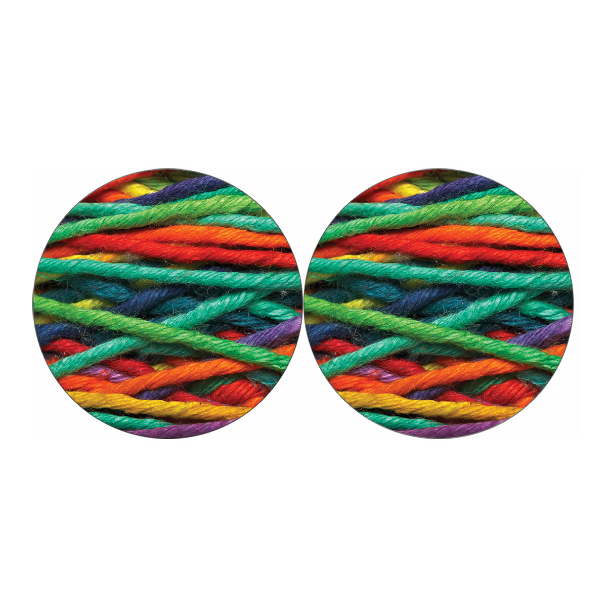 Colorful Yarn Print Car Coasters