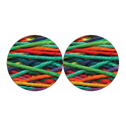 Colorful Yarn Print Car Coasters