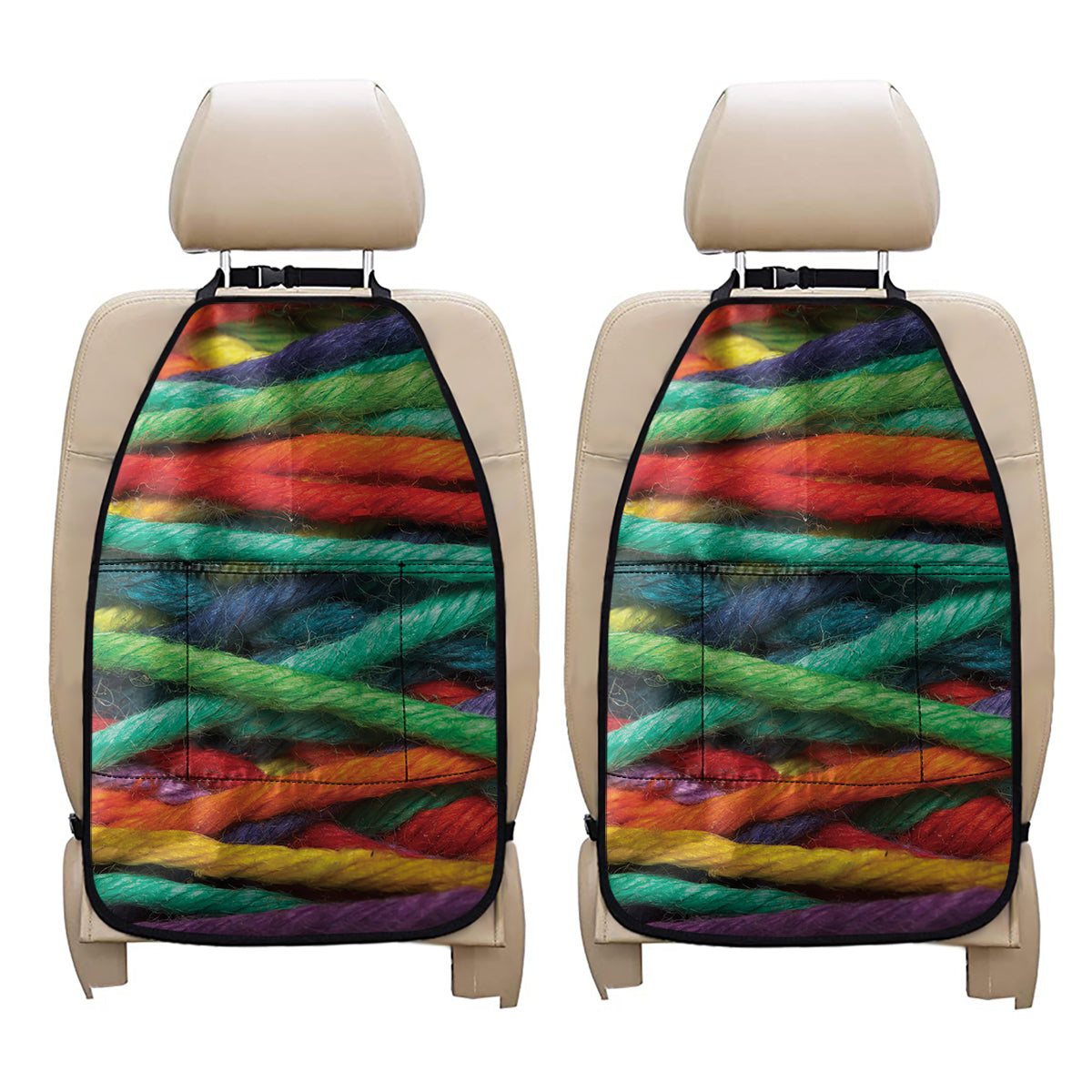 Colorful Yarn Print Car Seat Organizers