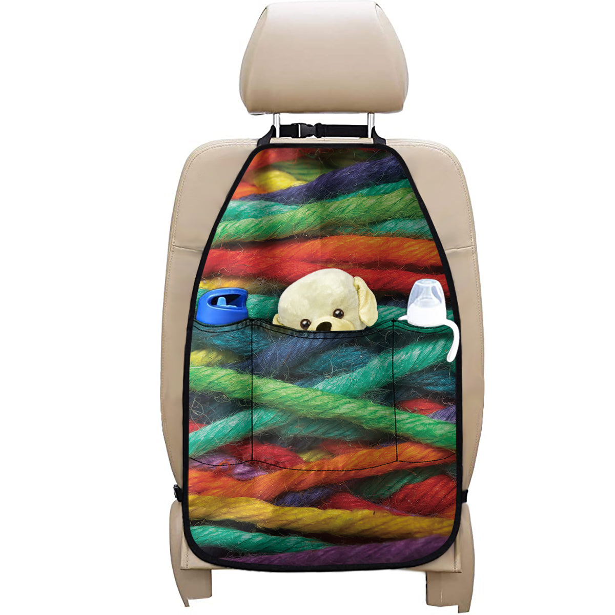 Colorful Yarn Print Car Seat Organizers