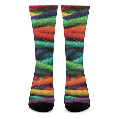 Colorful Yarn Print Crew Socks