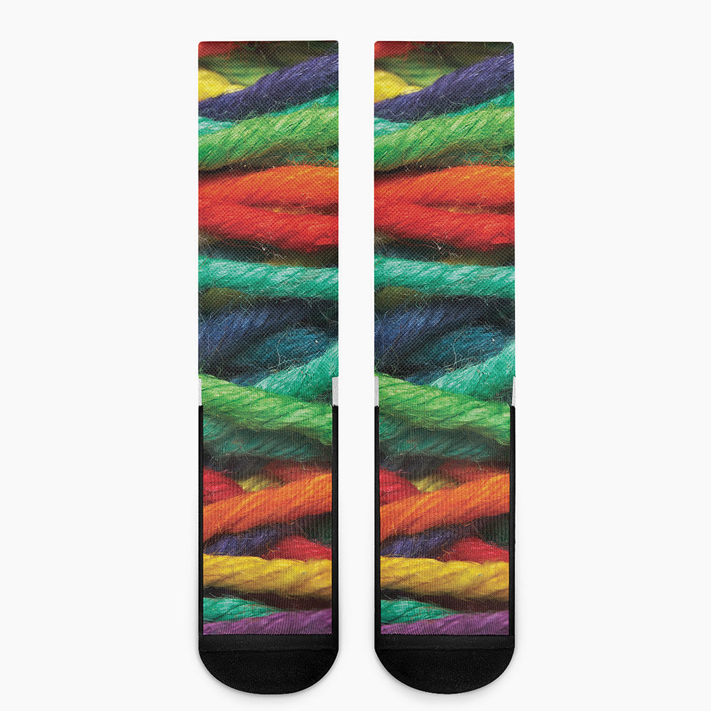 Colorful Yarn Print Crew Socks