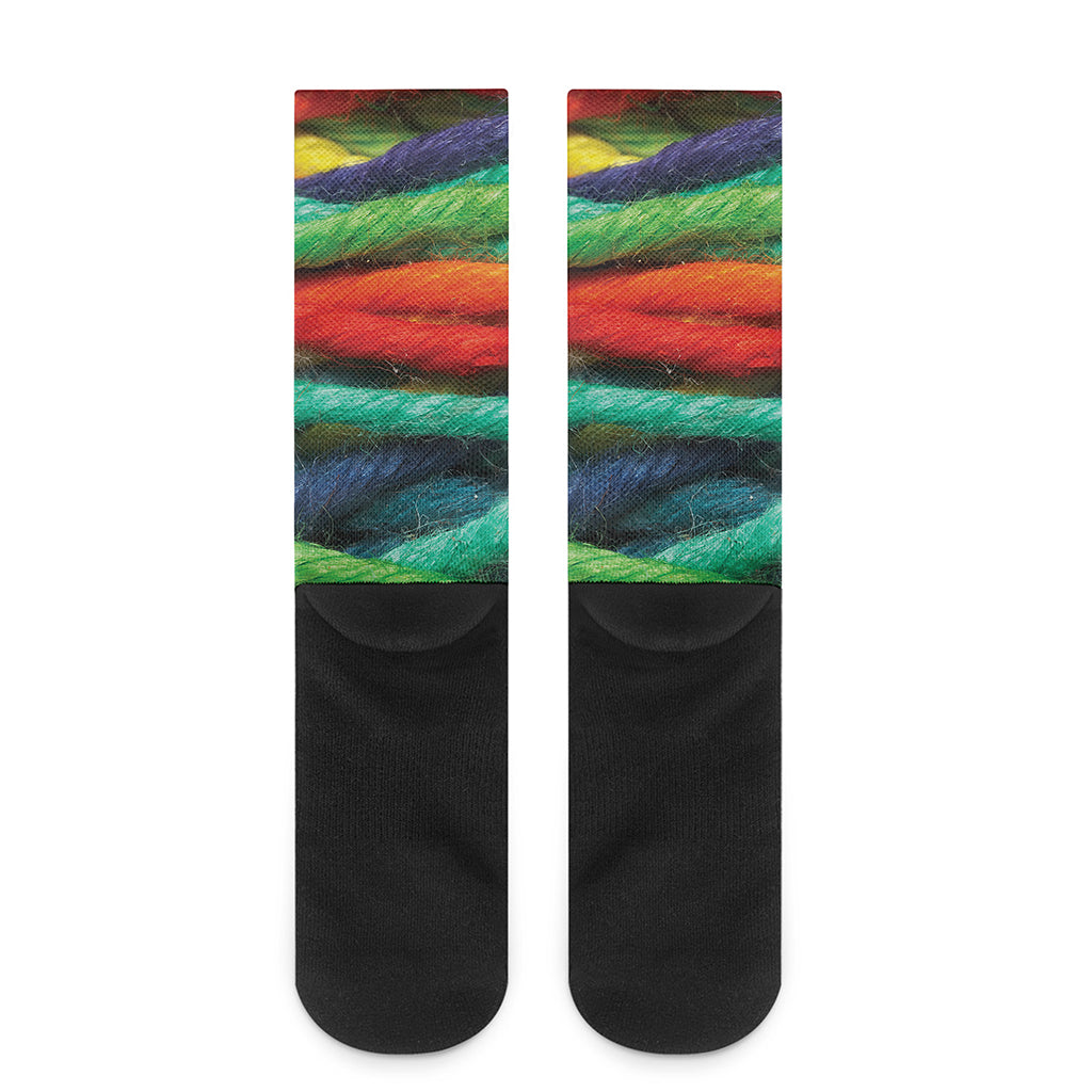Colorful Yarn Print Crew Socks