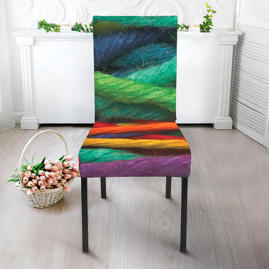 Colorful Yarn Print Dining Chair Slipcover
