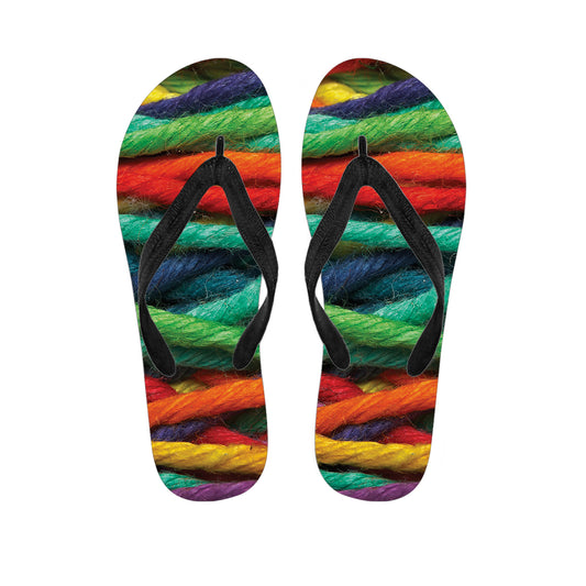 Colorful Yarn Print Flip Flops