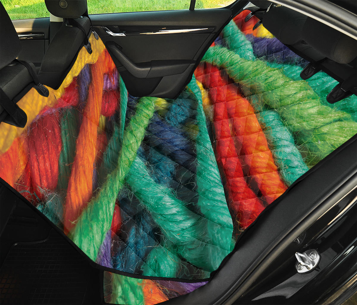 Colorful Yarn Print Pet Car Back Seat Cover