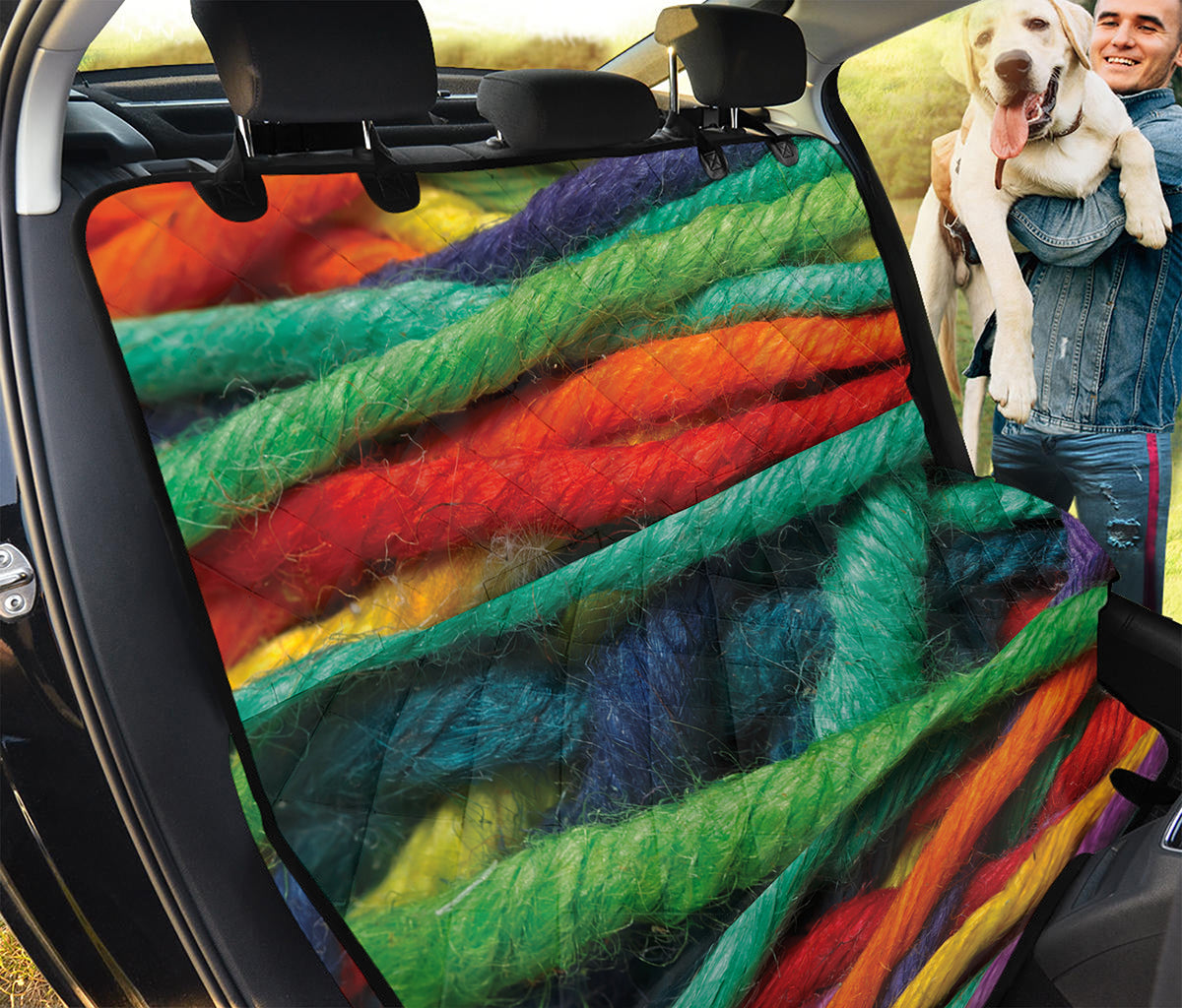 Colorful Yarn Print Pet Car Back Seat Cover