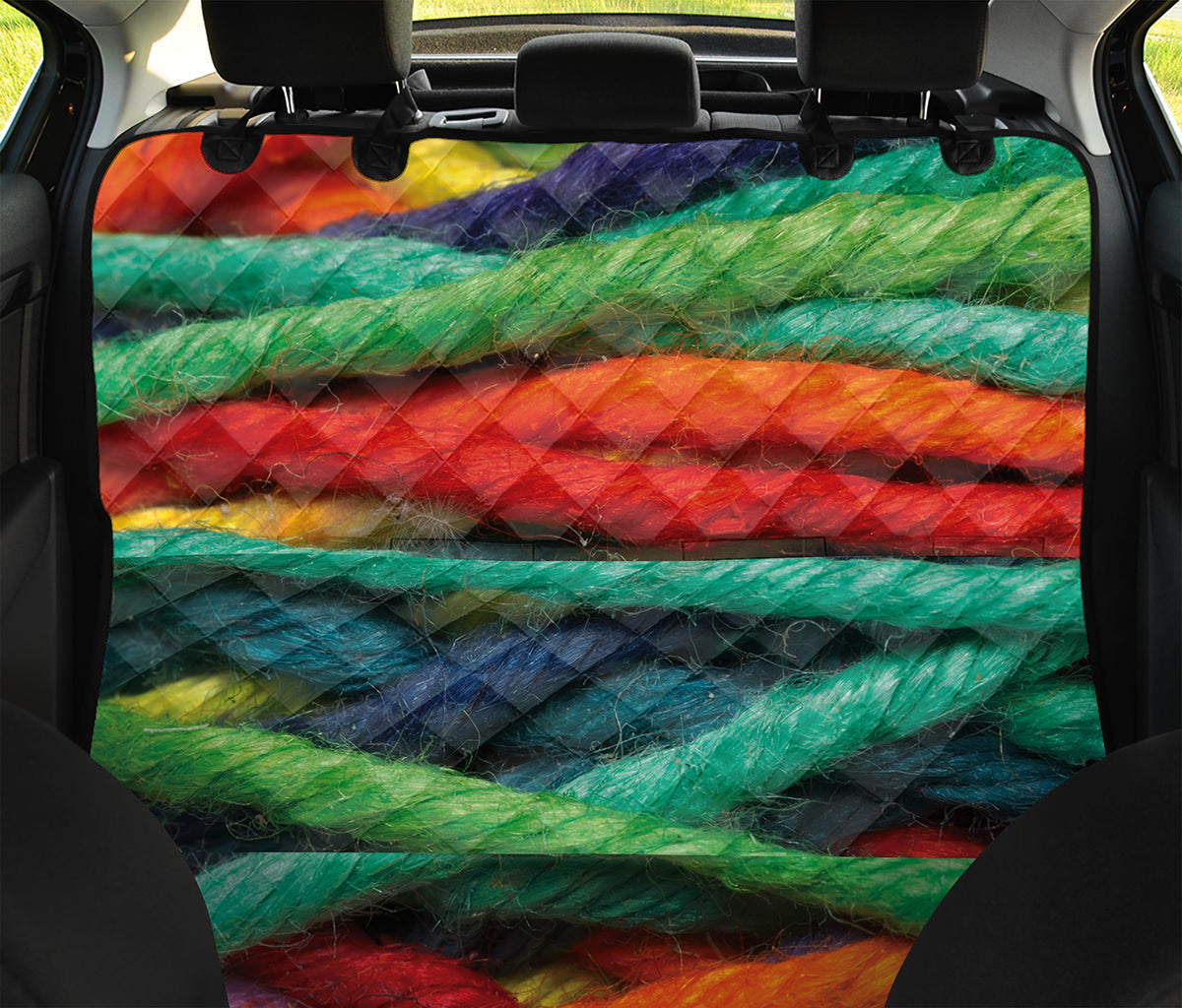 Colorful Yarn Print Pet Car Back Seat Cover