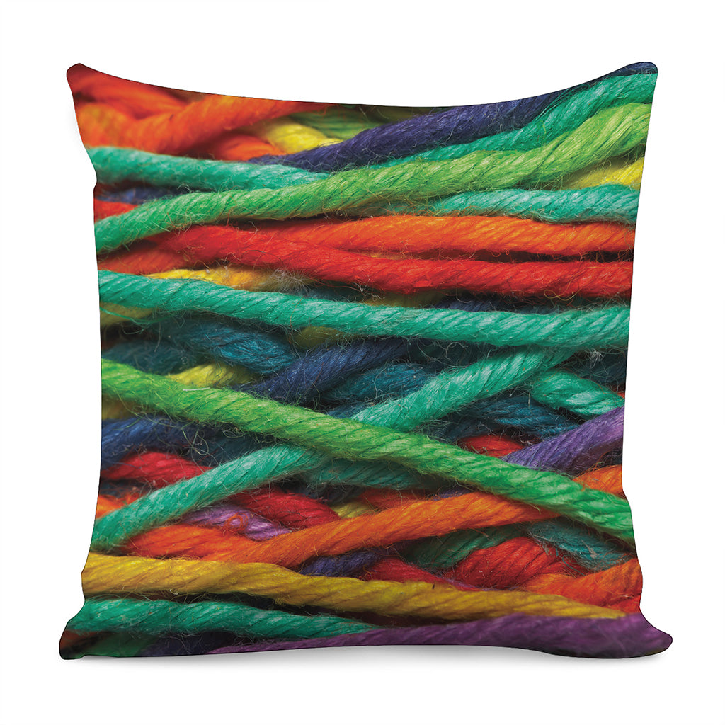 Colorful Yarn Print Pillow Cover