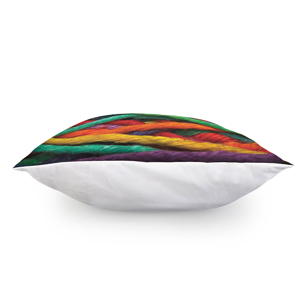 Colorful Yarn Print Pillow Cover