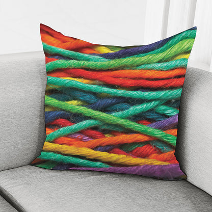 Colorful Yarn Print Pillow Cover