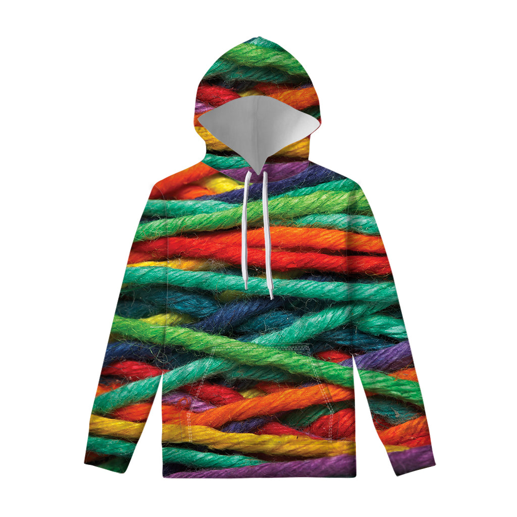 Colorful Yarn Print Pullover Hoodie