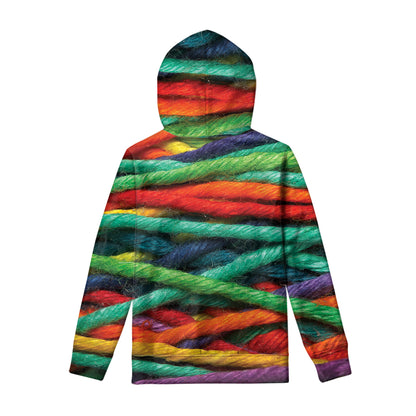 Colorful Yarn Print Pullover Hoodie