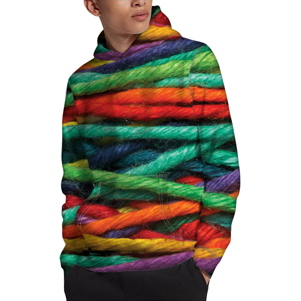Colorful Yarn Print Pullover Hoodie