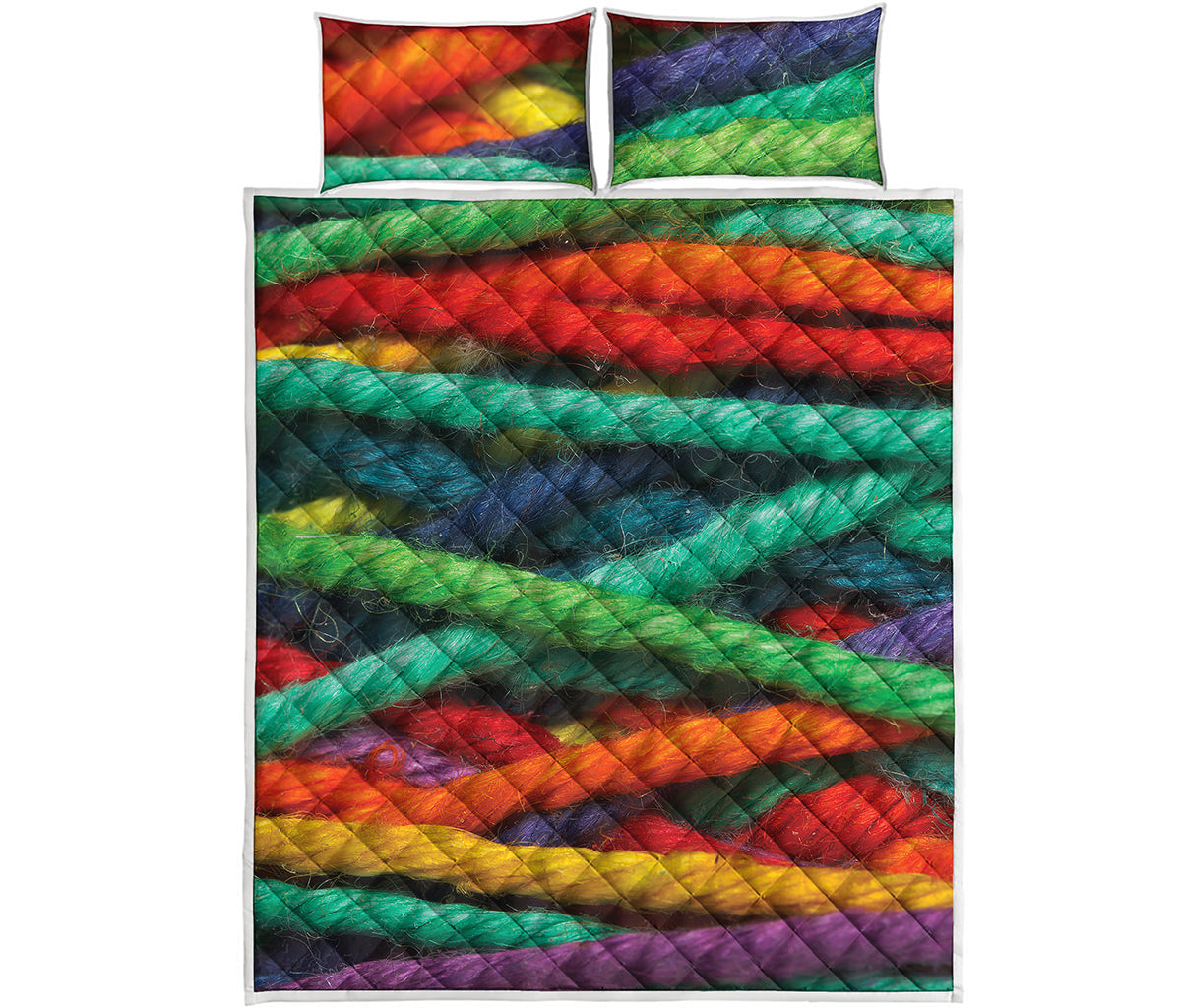 Colorful Yarn Print Quilt Bed Set