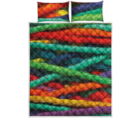 Colorful Yarn Print Quilt Bed Set
