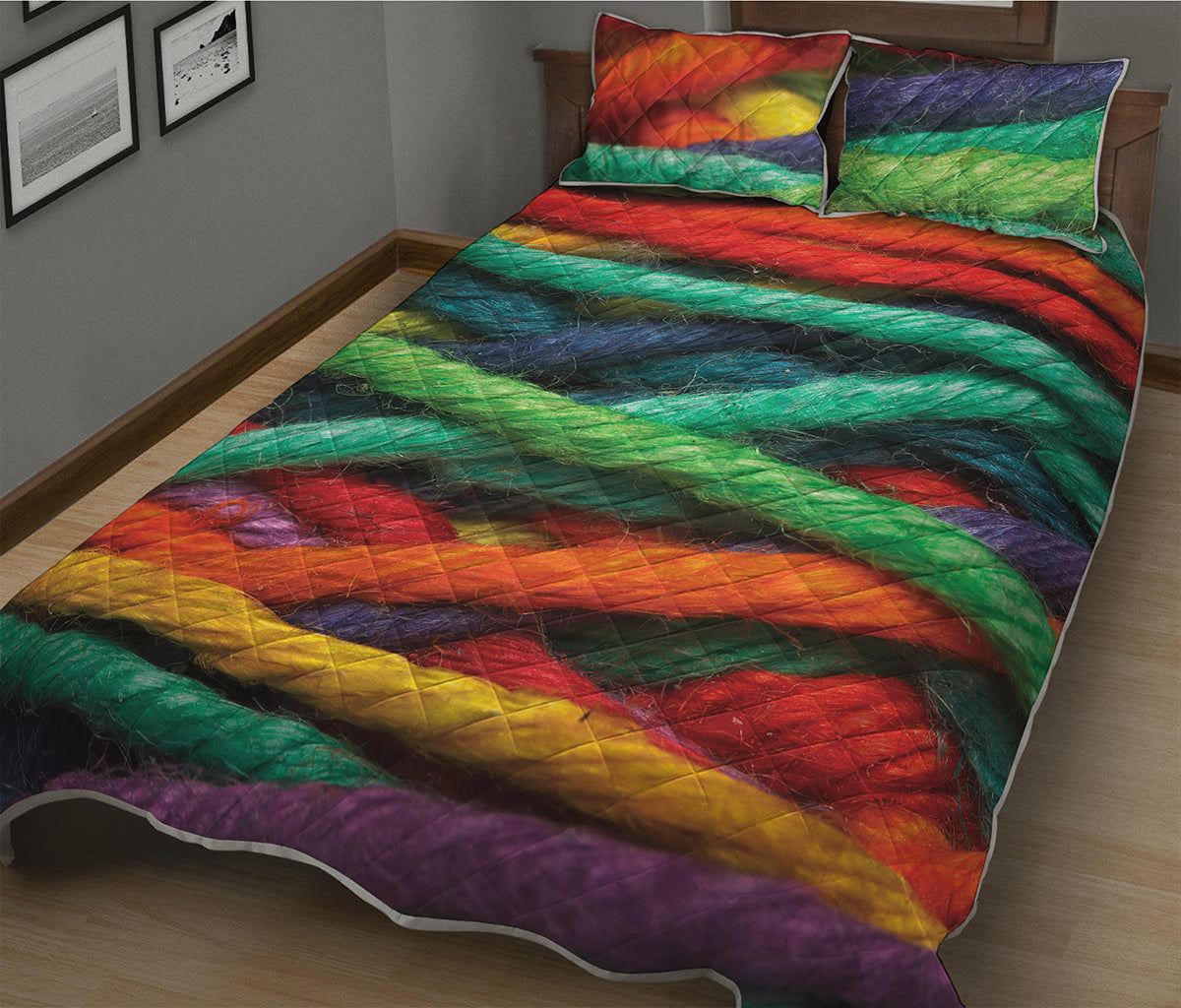 Colorful Yarn Print Quilt Bed Set