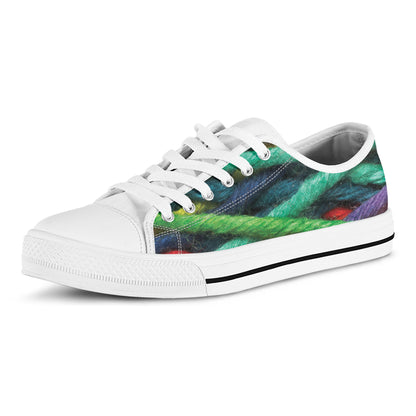 Colorful Yarn Print White Low Top Shoes