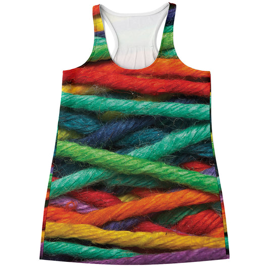 Colorful Yarn Print Women's Racerback Tank Top