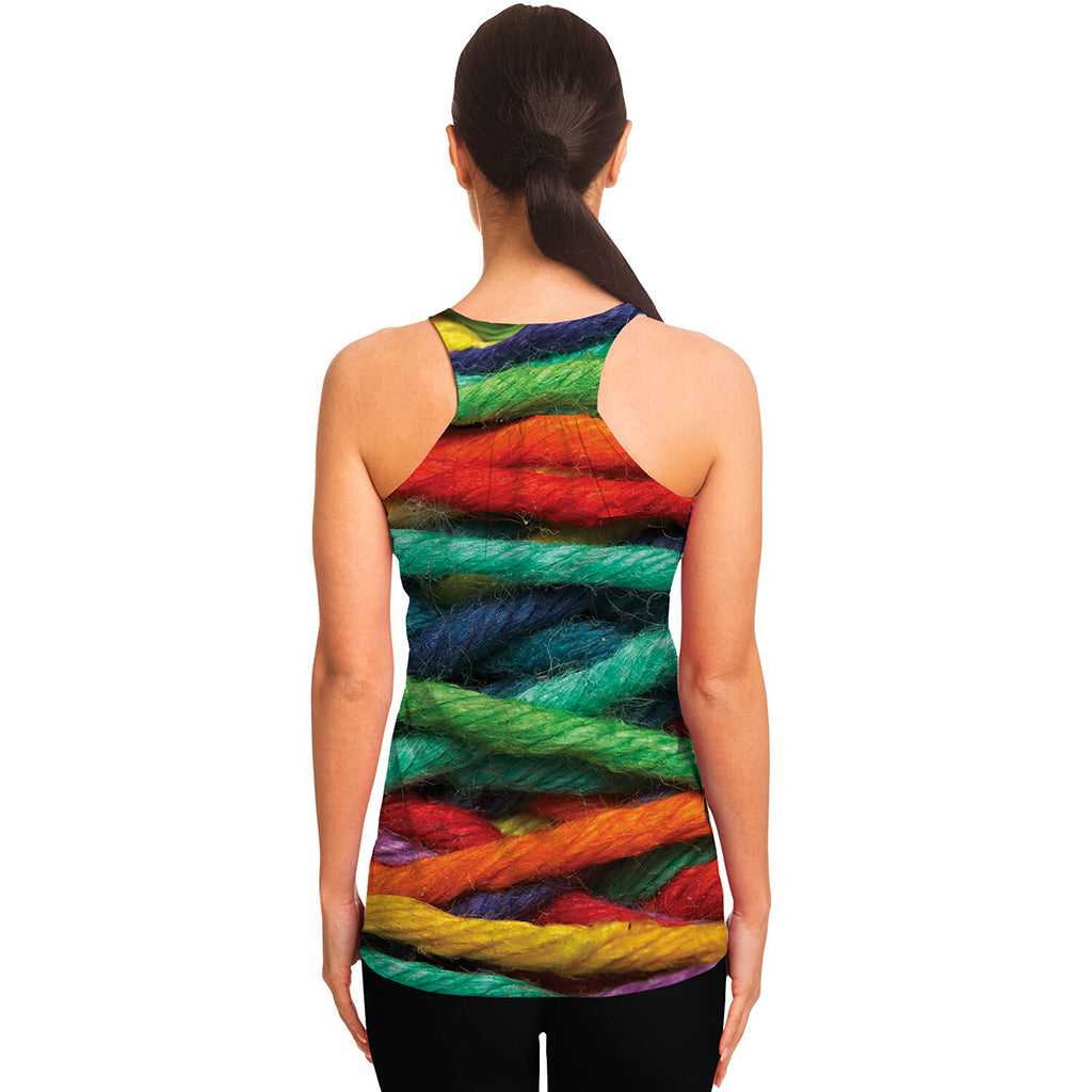 Colorful Yarn Print Women's Racerback Tank Top