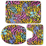 Colorful Zebra Leopard Pattern Print 3 Piece Bath Mat Set