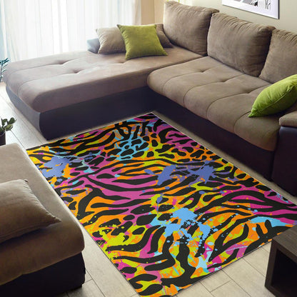 Colorful Zebra Leopard Pattern Print Area Rug GearFrost