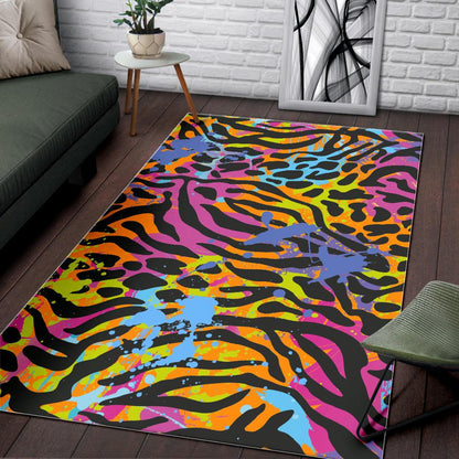 Colorful Zebra Leopard Pattern Print Area Rug GearFrost