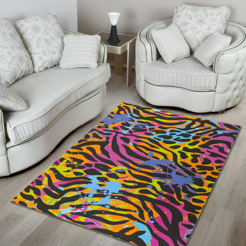 Colorful Zebra Leopard Pattern Print Area Rug GearFrost
