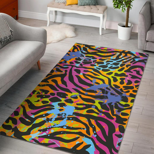 Colorful Zebra Leopard Pattern Print Area Rug GearFrost