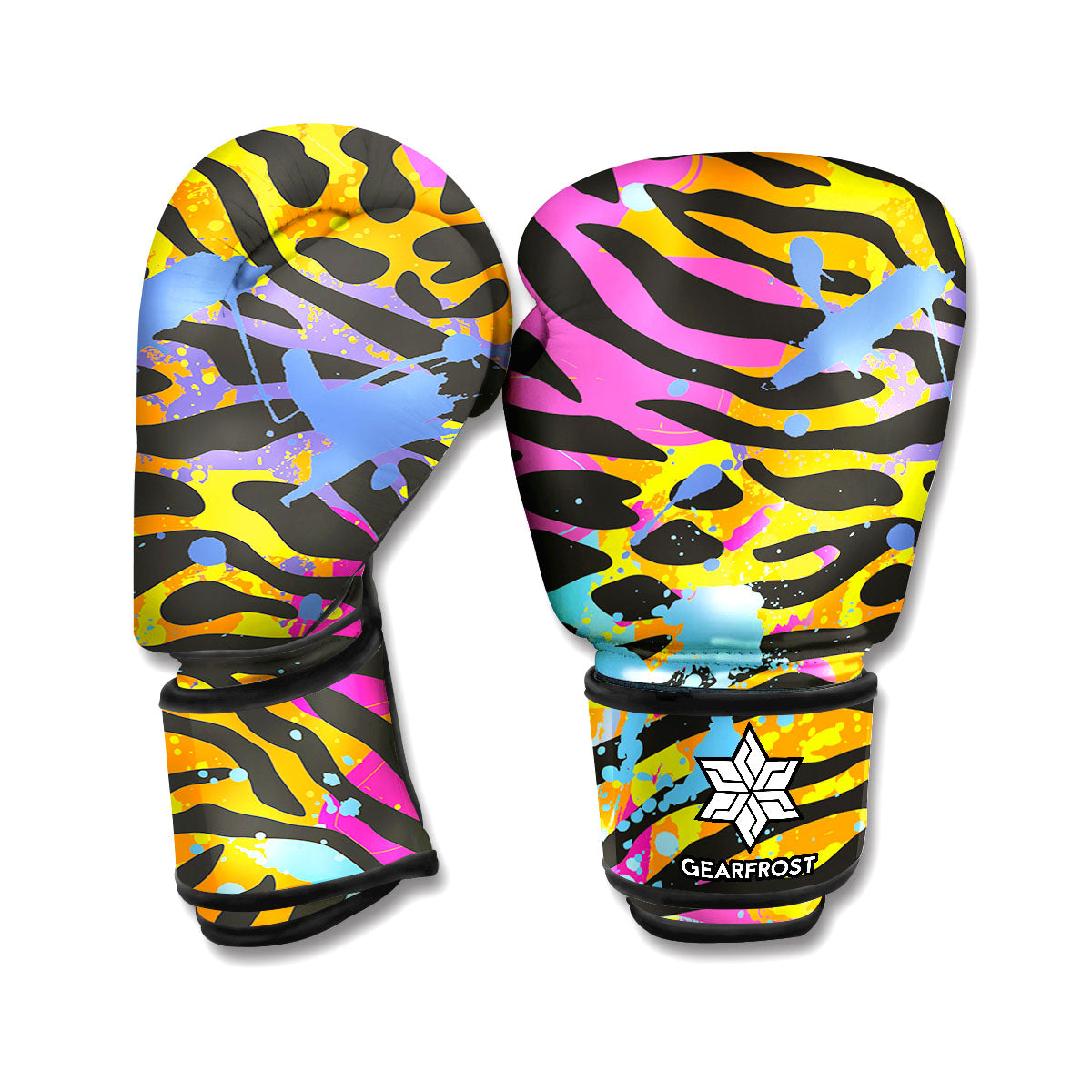 Colorful Zebra Leopard Pattern Print Boxing Gloves