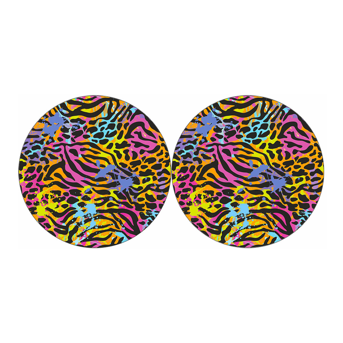 Colorful Zebra Leopard Pattern Print Car Coasters