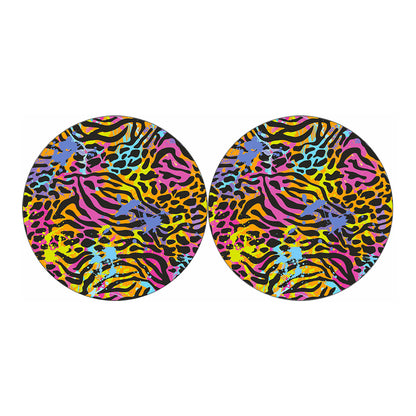 Colorful Zebra Leopard Pattern Print Car Coasters