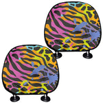 Colorful Zebra Leopard Pattern Print Car Headrest Covers