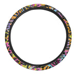 Colorful Zebra Leopard Pattern Print Car Steering Wheel Cover