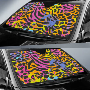 Colorful Zebra Leopard Pattern Print Car Sun Shade GearFrost