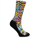 Colorful Zebra Leopard Pattern Print Crew Socks