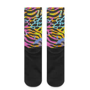 Colorful Zebra Leopard Pattern Print Crew Socks