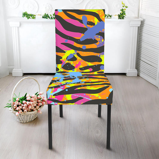 Colorful Zebra Leopard Pattern Print Dining Chair Slipcover