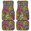 Colorful Zebra Leopard Pattern Print Front and Back Car Floor Mats