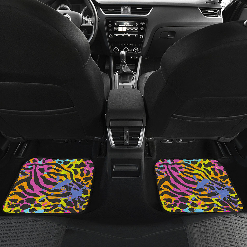 Colorful Zebra Leopard Pattern Print Front and Back Car Floor Mats