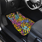 Colorful Zebra Leopard Pattern Print Front Car Floor Mats