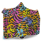 Colorful Zebra Leopard Pattern Print Hooded Blanket