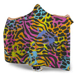 Colorful Zebra Leopard Pattern Print Hooded Blanket