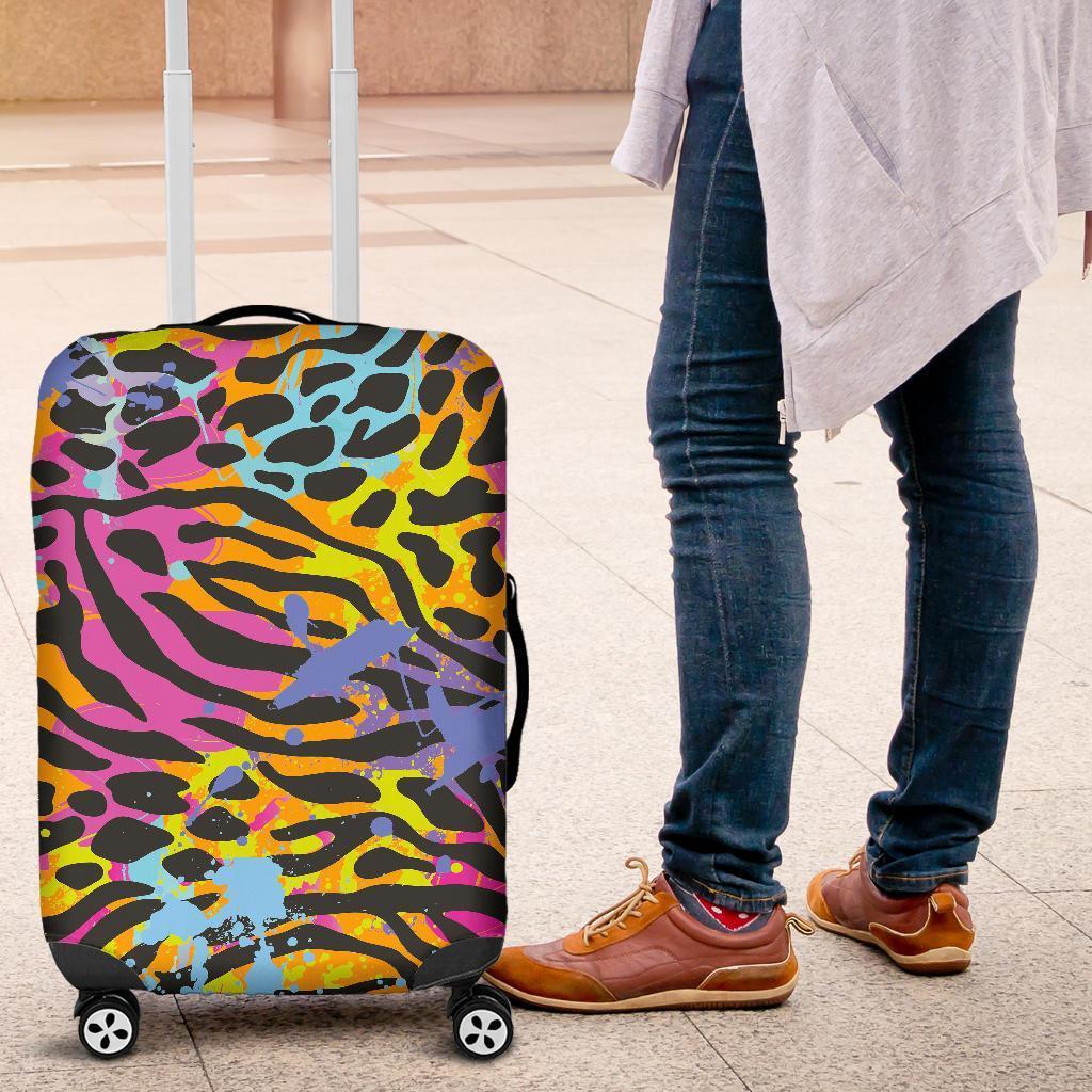 Colorful Zebra Leopard Pattern Print Luggage Cover GearFrost