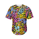 Colorful Zebra Leopard Pattern Print Men's Baseball Jersey